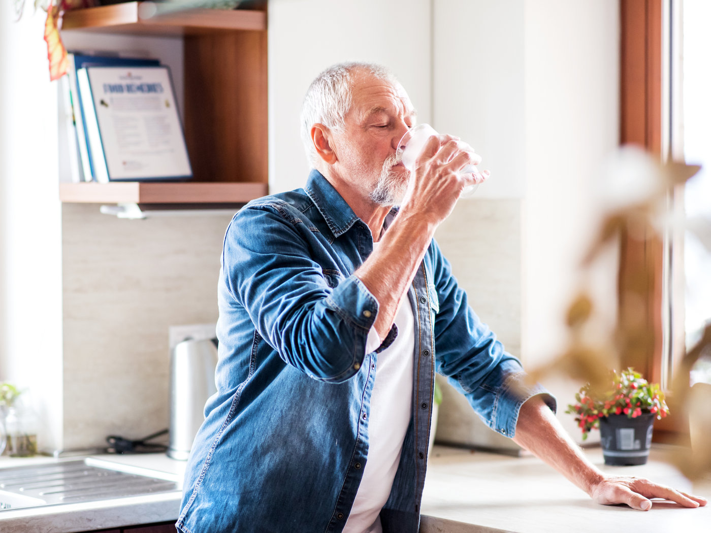 Man drinking clean filtered water